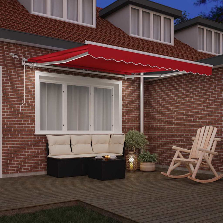Vidaxl inklapbaar zonnescherm rood 350 x 250 cm polyester en metaal