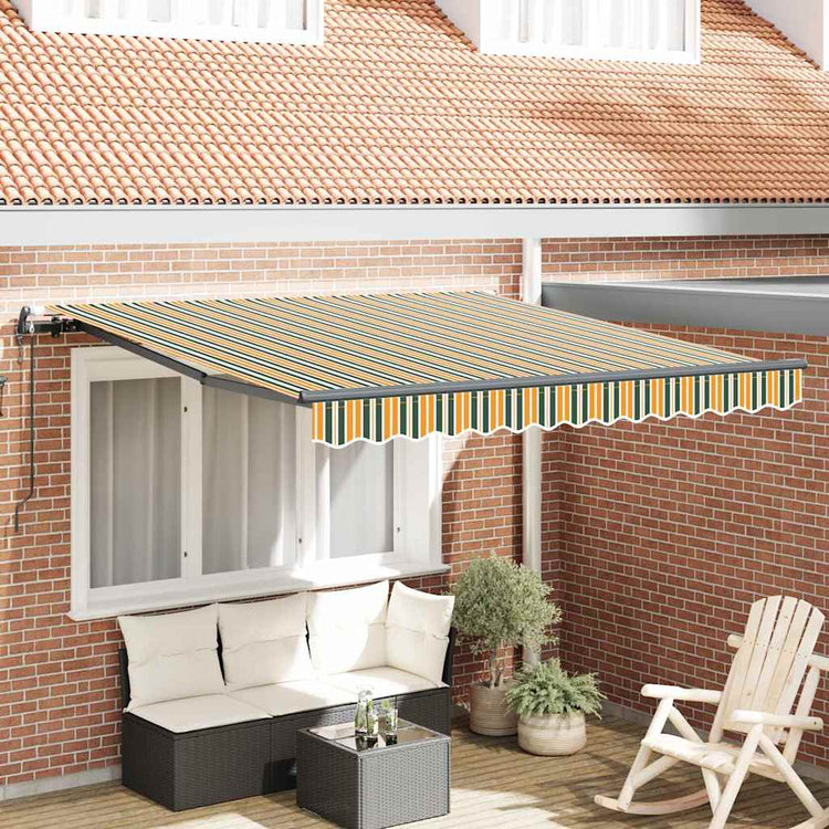 Vidaxl inklapbaar zonnescherm groen en geel 350 x 250 cm