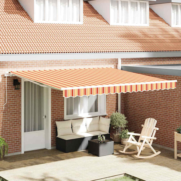 Vidaxl uitschuifbare luifel geel en oranje 400 × 300 cm