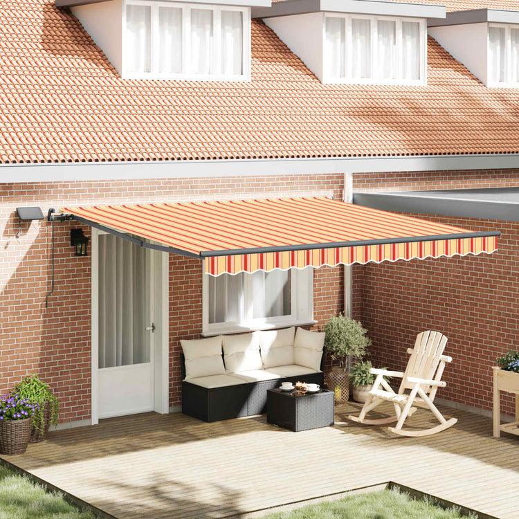 Vidaxl uitschuifbare luifel geel en oranje 400 × 300 cm