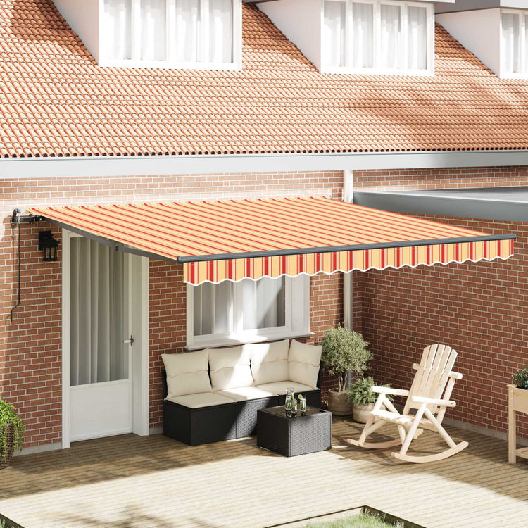 Vidaxl uitschuifbare luifel geel en oranje 400 × 300 cm