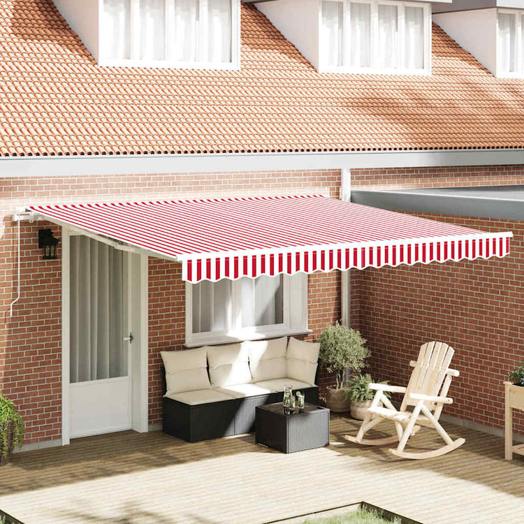 Vidaxl inklapbaar zonnescherm rood en wit 400 × 300 cm