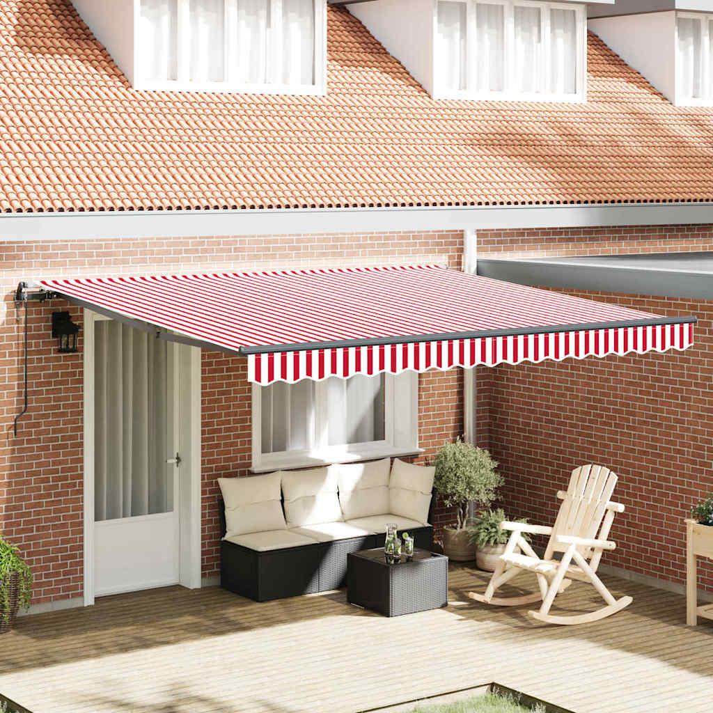 Vidaxl inklapbaar zonnescherm rood en wit 400 × 300 cm