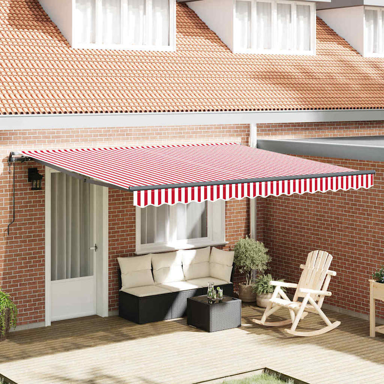 Vidaxl inklapbaar zonnescherm rood en wit 400 × 300 cm