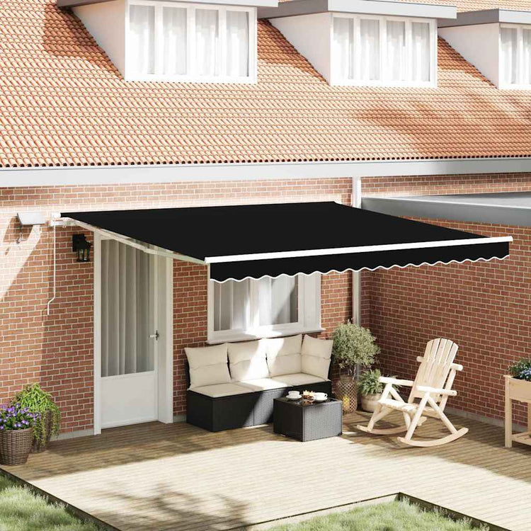 Vidaxl inklapbaar zonnescherm zwart 400 × 300 cm stof en staal