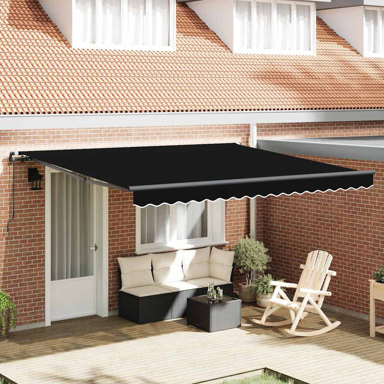 Vidaxl inklapbaar zonnescherm zwart 400 × 300 cm polyester en staal