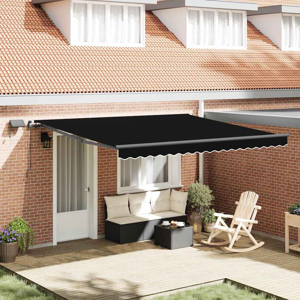 Vidaxl inklapbaar zonnescherm zwart 400 ×300 cm stof