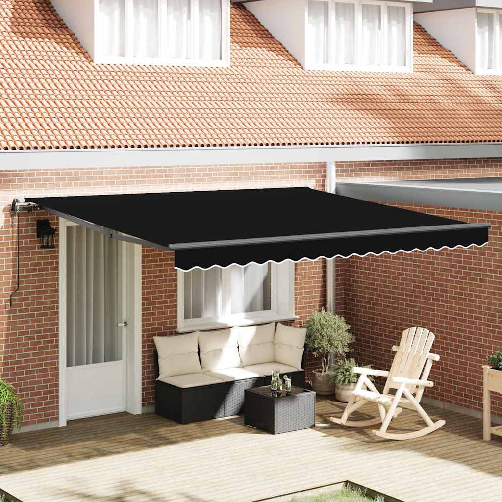 Vidaxl inklapbaar zonnescherm zwart 400 × 300 cm stof en aluminium