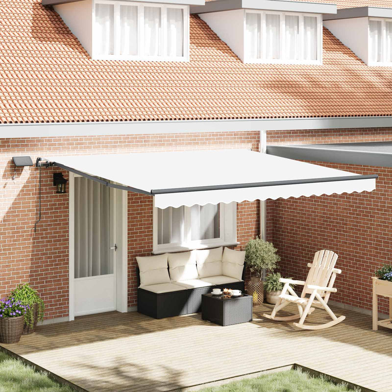 Vidaxl uitschuifbare luifel wit 400 × 300 cm stof en aluminium