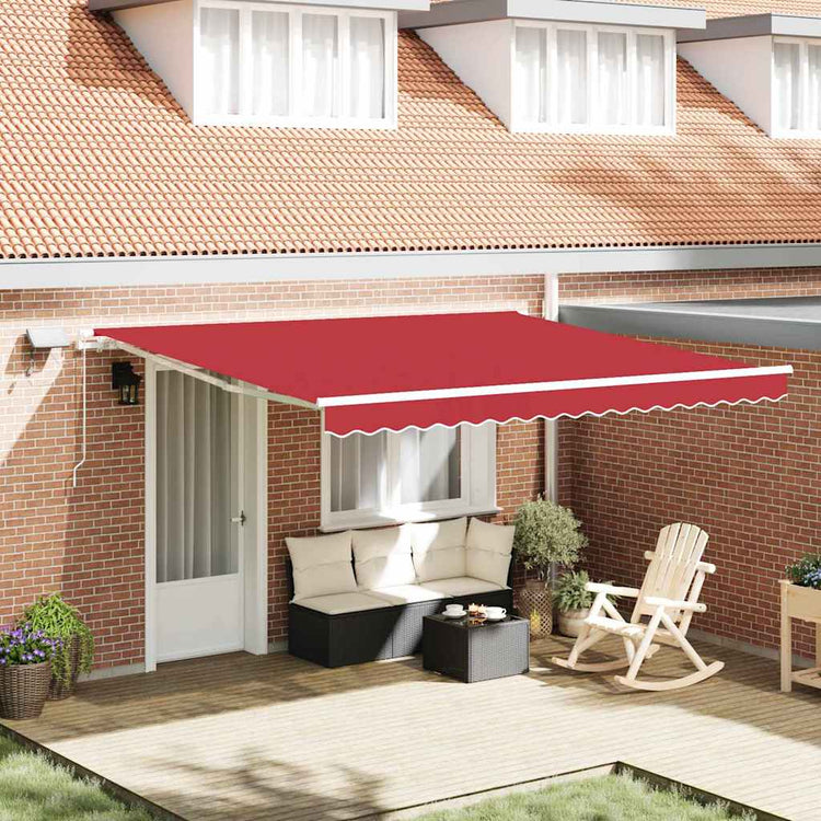Vidaxl inklapbaar zonnescherm rood 400 × 300 cm stof en staal