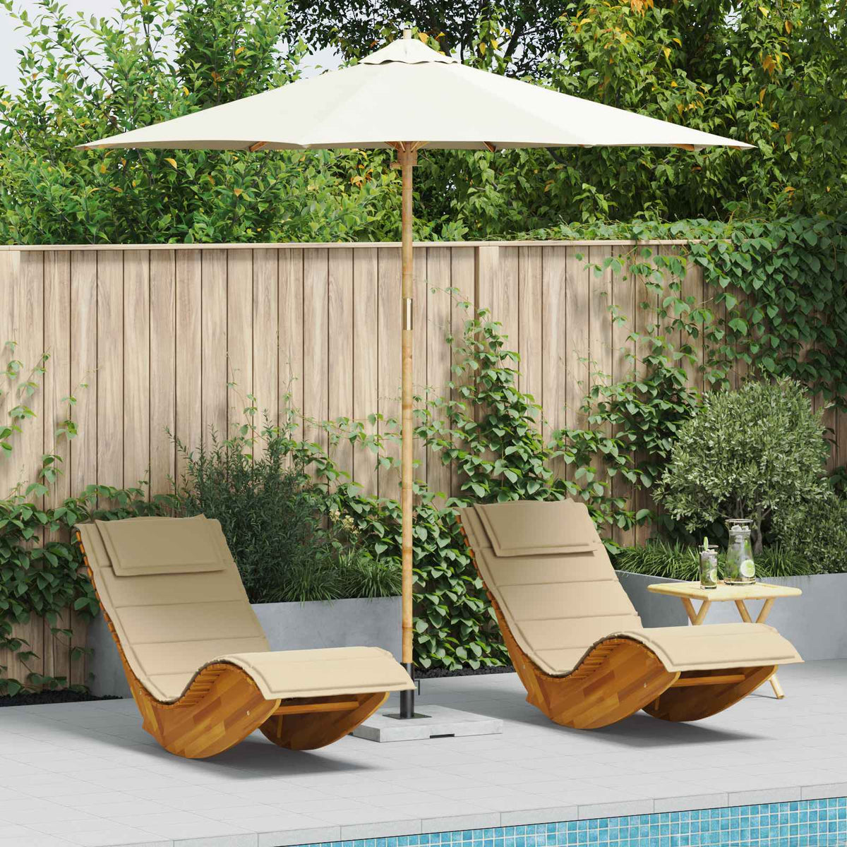 Vidaxl tuinparasol ø 270 x 260 cm bamboe rond crèmewit