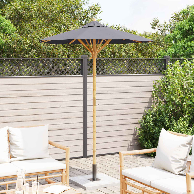 Vidaxl tuinparasol ø 150 x 210 cm bamboe rond donkergrijs