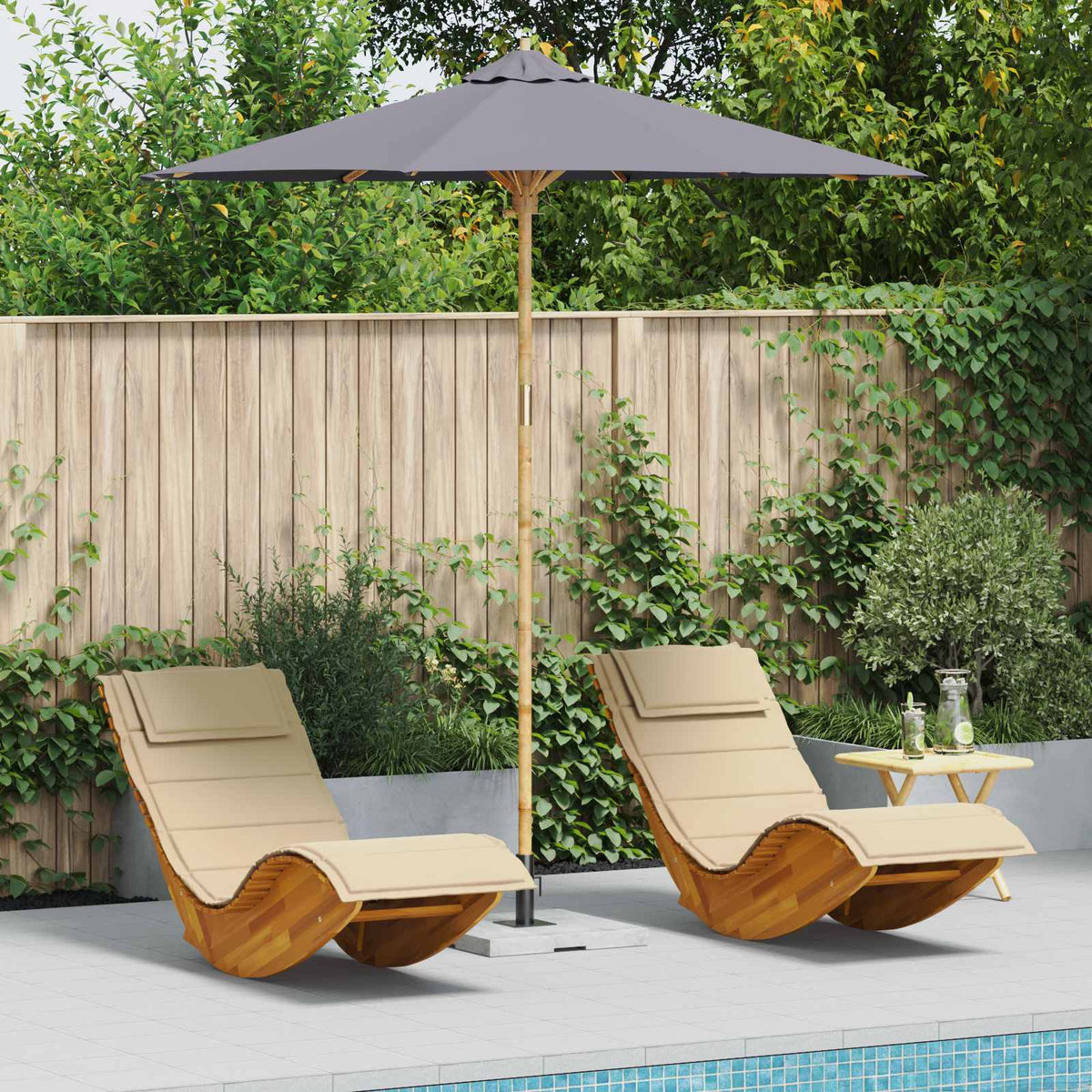 Vidaxl tuinparasol ø 240 x 260 cm bamboe rond donkergrijs