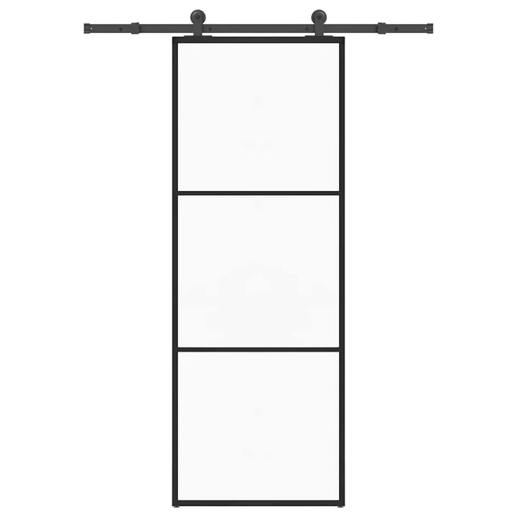 Vidaxl schuifdeur met beslag 76x205 cm esg-glas en aluminium