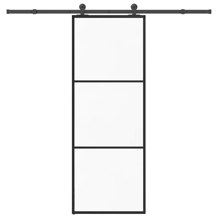 Vidaxl schuifdeur met beslag 76x205 cm esg-glas en aluminium