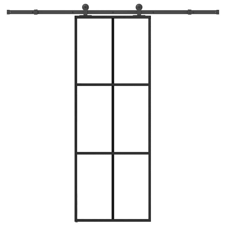 Vidaxl schuifdeur met beslag 76x205 cm esg-glas en aluminium