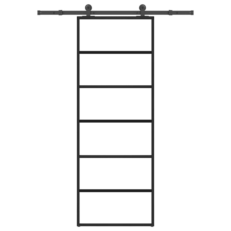 Vidaxl schuifdeur met beslag 76x205 cm esg-glas en aluminium