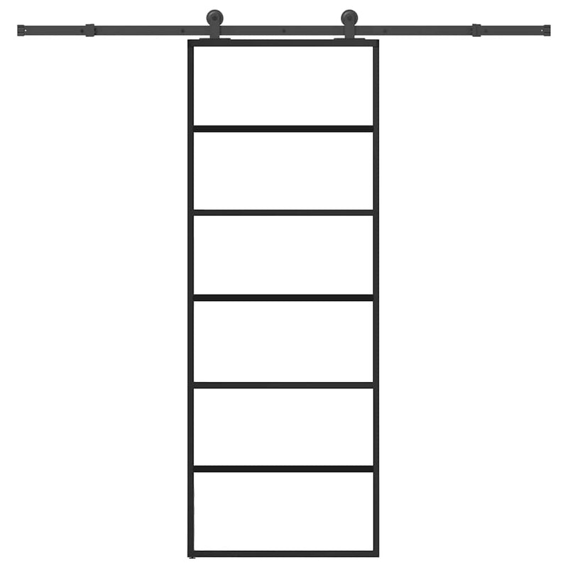 Vidaxl schuifdeur met beslag 76x205 cm esg-glas en aluminium