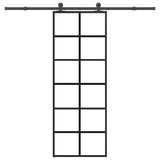 Vidaxl schuifdeur met beslag 76x205 cm esg-glas en aluminium - afbeelding 1