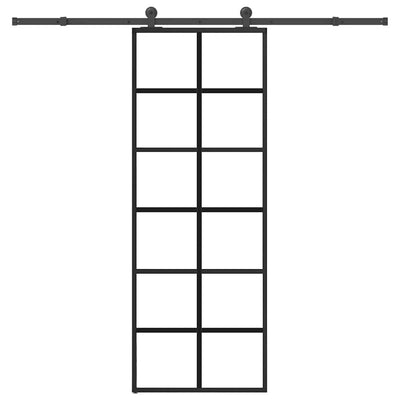 Vidaxl schuifdeur met beslag 76x205 cm esg-glas en aluminium