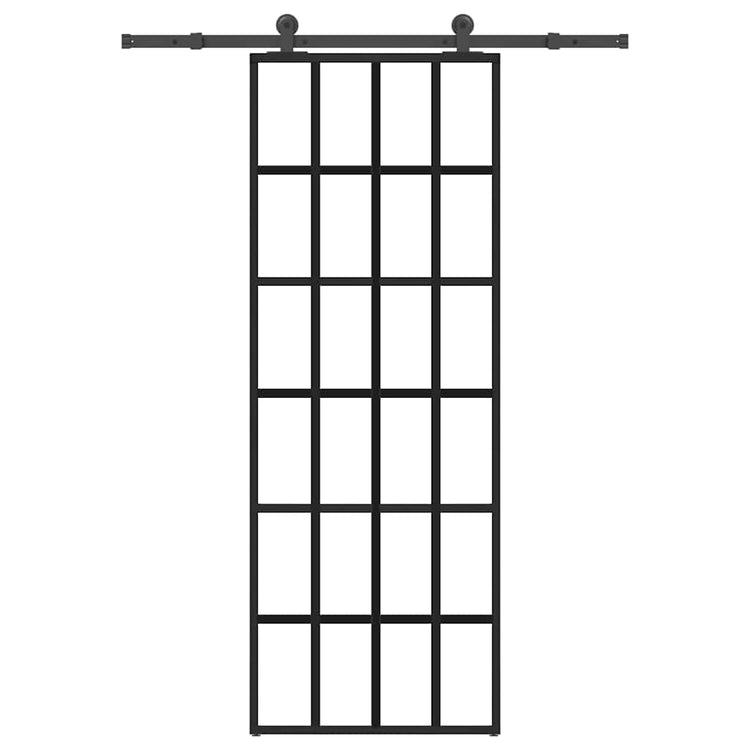 Vidaxl schuifdeur met beslag 76x205 cm esg-glas en aluminium