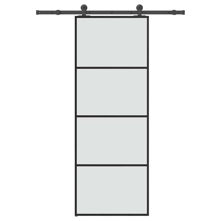 Vidaxl schuifdeur met beslag 76x205 cm esg-glas en aluminium