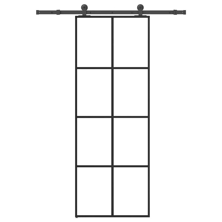 Vidaxl schuifdeur met beslag 76x205 cm esg-glas en aluminium