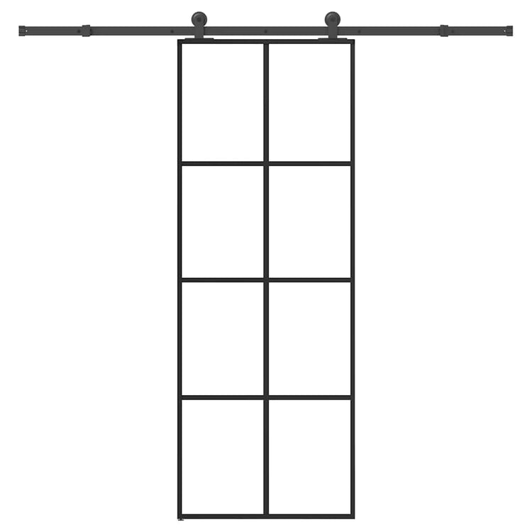Vidaxl schuifdeur met beslag 76x205 cm esg-glas en aluminium