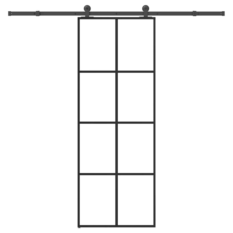 Vidaxl schuifdeur met beslag 76x205 cm esg-glas en aluminium
