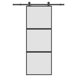 Vidaxl schuifdeur met beslag 76x205 cm gehard glas en aluminium - afbeelding 1