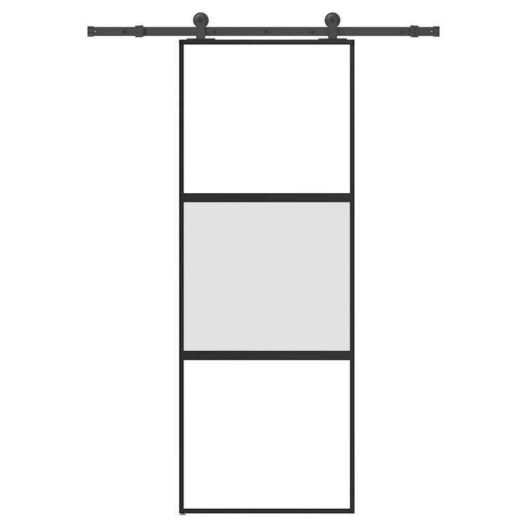 Vidaxl schuifdeur met beslag 76x205 cm gehard glas en aluminium