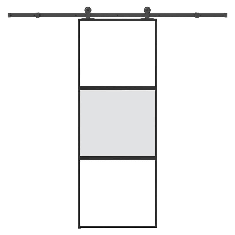 Vidaxl schuifdeur met beslag 76x205 cm gehard glas en aluminium