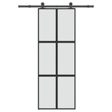 Vidaxl schuifdeur met beslag 76x205 cm gehard glas en aluminium - afbeelding 1