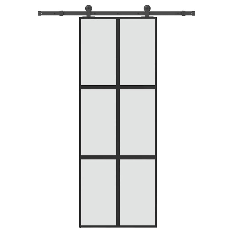 Vidaxl schuifdeur met beslag 76x205 cm gehard glas en aluminium