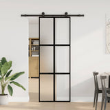 Vidaxl schuifdeur met beslag 76x205 cm gehard glas en aluminium - afbeelding 2