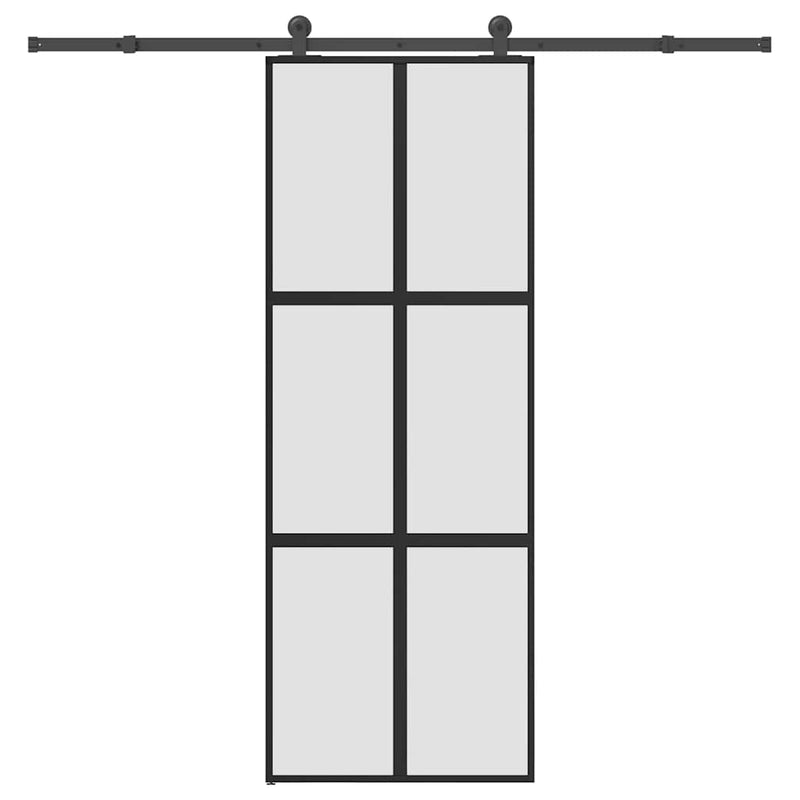 Vidaxl schuifdeur met beslag 76x205 cm gehard glas en aluminium