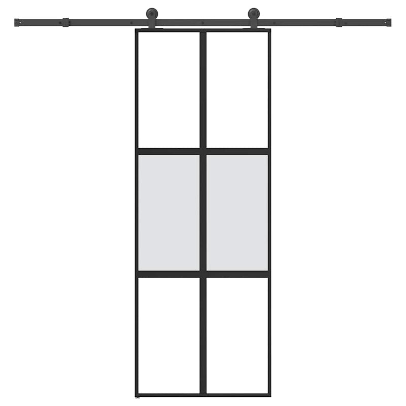 Vidaxl schuifdeur met beslag 76x205 cm gehard glas en aluminium