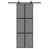 Vidaxl schuifdeur met beslag 76x205 cm gehard glas en aluminium - afbeelding 1