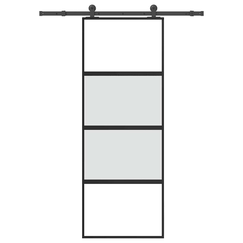 Vidaxl schuifdeur met beslag 76x205 cm gehard glas en aluminium