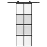 Vidaxl schuifdeur met beslag 76x205 cm gehard glas en aluminium - afbeelding 1