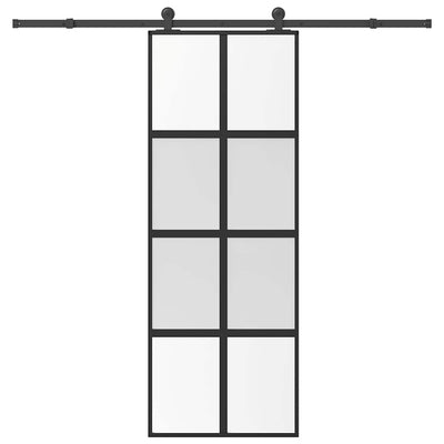Vidaxl schuifdeur met beslag 76x205 cm gehard glas en aluminium