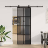 Vidaxl schuifdeur met beslag 76x205 cm gehard glas en aluminium - afbeelding 2