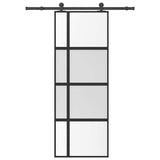 Vidaxl schuifdeur met beslag 76x205 cm gehard glas en aluminium - afbeelding 1