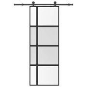 Vidaxl schuifdeur met beslag 76x205 cm gehard glas en aluminium - afbeelding 1
