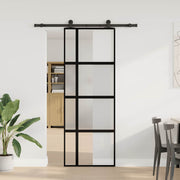 Vidaxl schuifdeur met beslag 76x205 cm gehard glas en aluminium - afbeelding 2