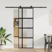Vidaxl schuifdeur met beslag 76x205 cm gehard glas en aluminium - afbeelding 2