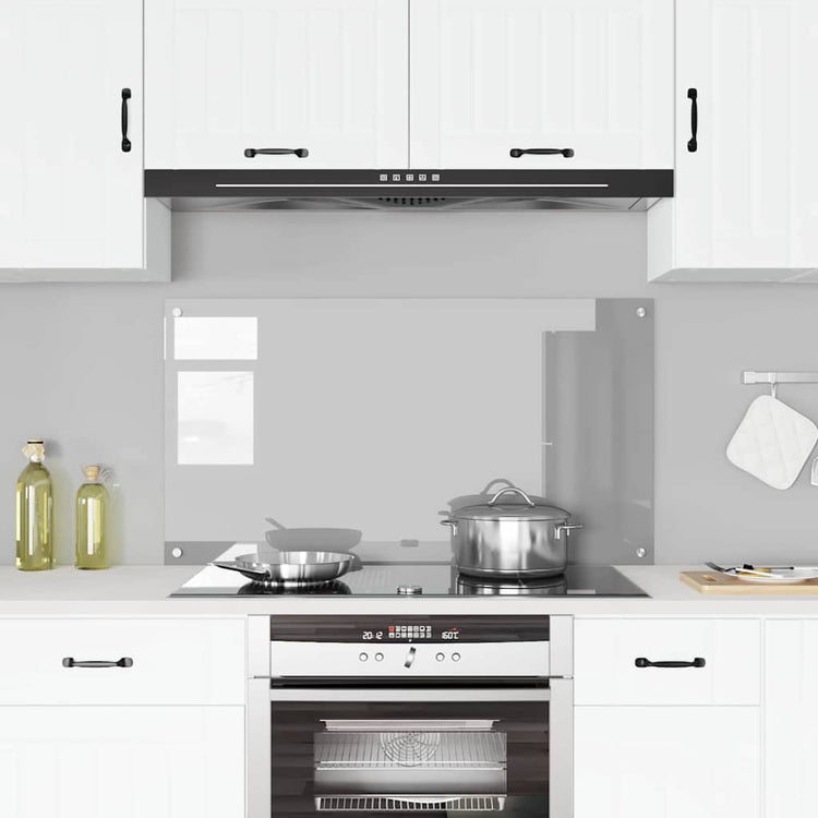 Vidaxl keuken spatscherm lichtgrijs 110 x 60 cm gehard glas