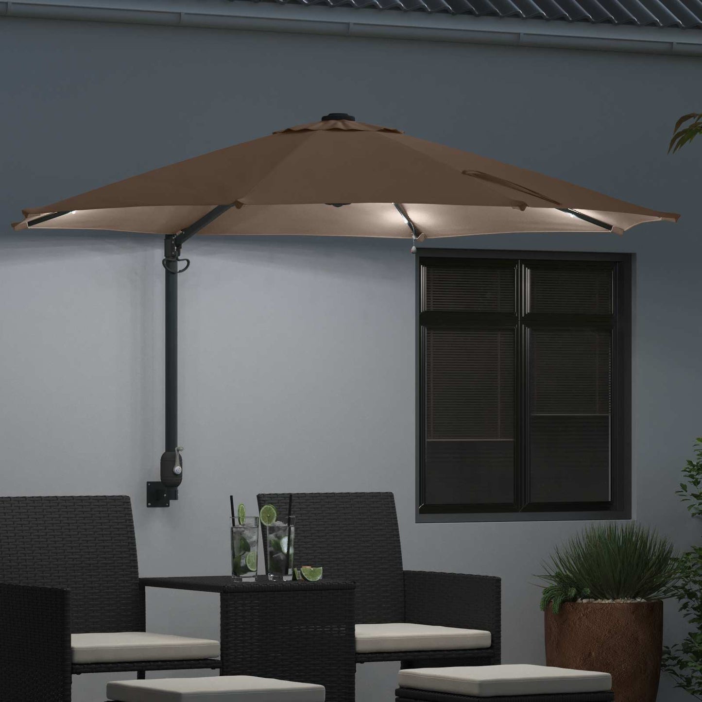 Vidaxl tuinparasol taupe 248 x 248 x 148 cm polyester en staal