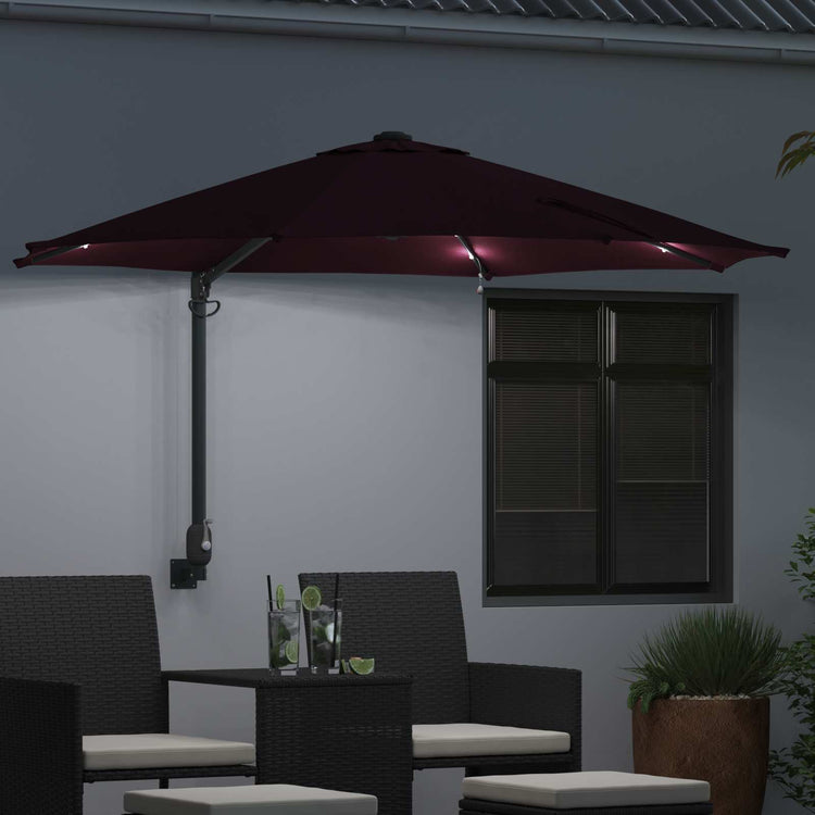 Vidaxl tuinparasol 248 x 248 x 148 cm polyester en staal bordeaux rood
