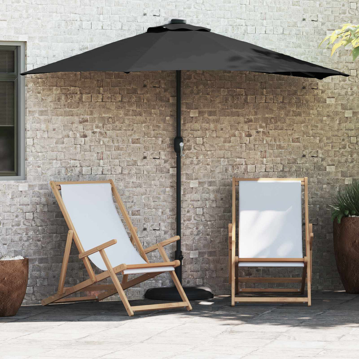 Vidaxl tuinparasol 294 x 150 x 224 cm polyester en staal zwart